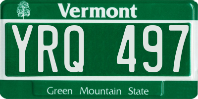 VT license plate YRQ497