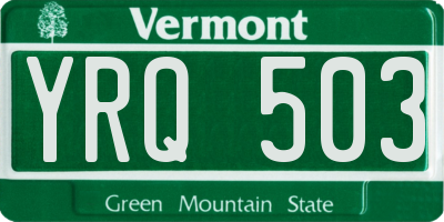 VT license plate YRQ503