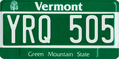 VT license plate YRQ505