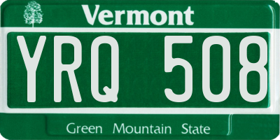 VT license plate YRQ508