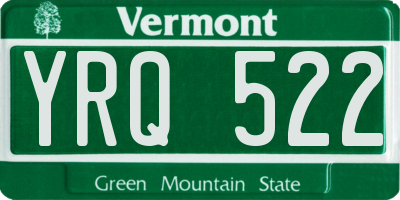 VT license plate YRQ522