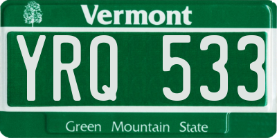 VT license plate YRQ533