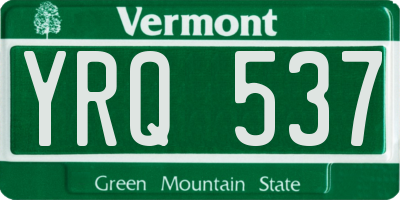 VT license plate YRQ537