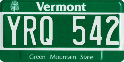 VT license plate YRQ542