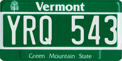VT license plate YRQ543