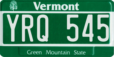 VT license plate YRQ545