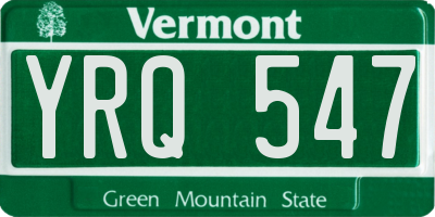 VT license plate YRQ547