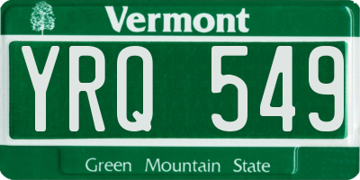 VT license plate YRQ549