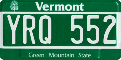 VT license plate YRQ552