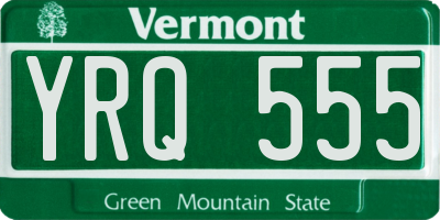 VT license plate YRQ555