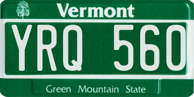 VT license plate YRQ560