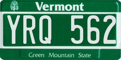 VT license plate YRQ562