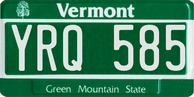VT license plate YRQ585
