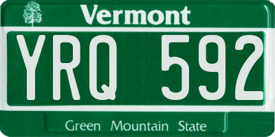 VT license plate YRQ592