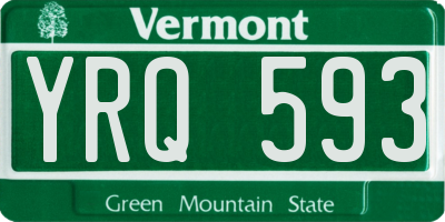 VT license plate YRQ593