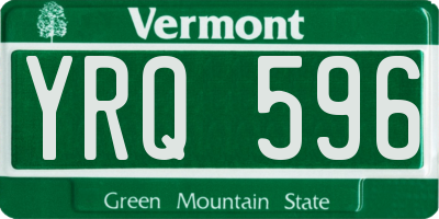 VT license plate YRQ596