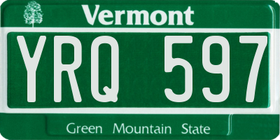 VT license plate YRQ597