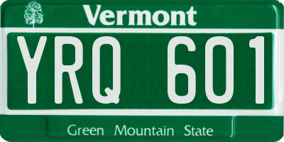 VT license plate YRQ601