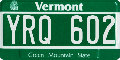 VT license plate YRQ602