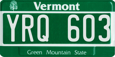 VT license plate YRQ603