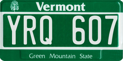 VT license plate YRQ607