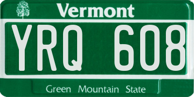 VT license plate YRQ608