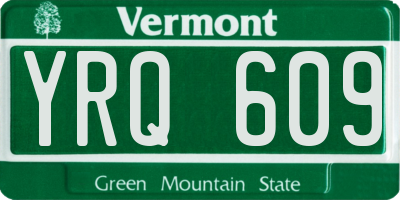 VT license plate YRQ609