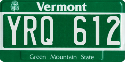 VT license plate YRQ612