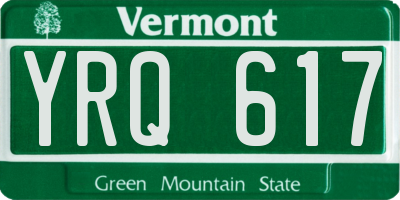 VT license plate YRQ617