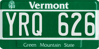 VT license plate YRQ626