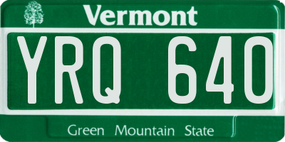 VT license plate YRQ640
