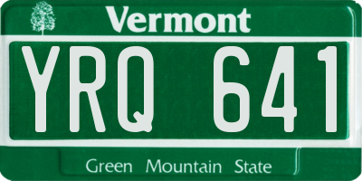 VT license plate YRQ641