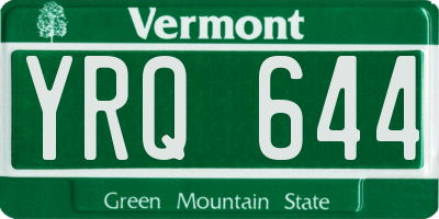 VT license plate YRQ644