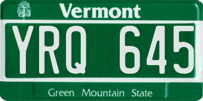 VT license plate YRQ645