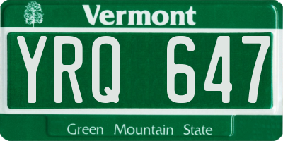 VT license plate YRQ647