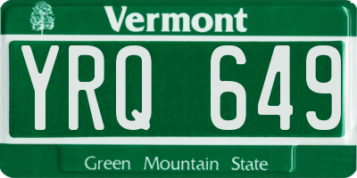 VT license plate YRQ649
