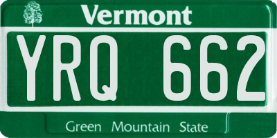VT license plate YRQ662