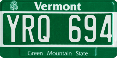 VT license plate YRQ694