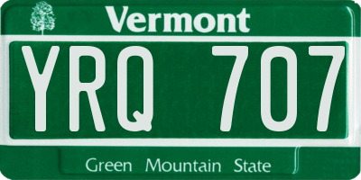 VT license plate YRQ707