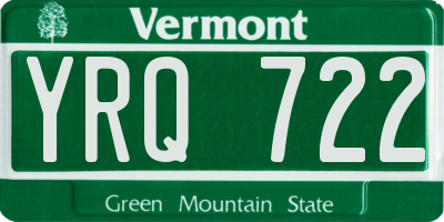 VT license plate YRQ722