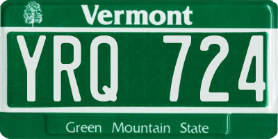 VT license plate YRQ724