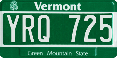 VT license plate YRQ725