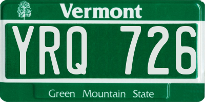 VT license plate YRQ726