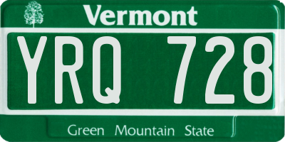 VT license plate YRQ728