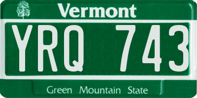 VT license plate YRQ743