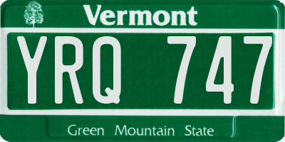 VT license plate YRQ747
