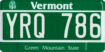 VT license plate YRQ786