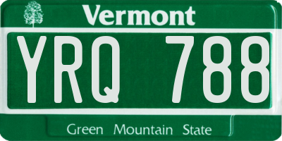 VT license plate YRQ788