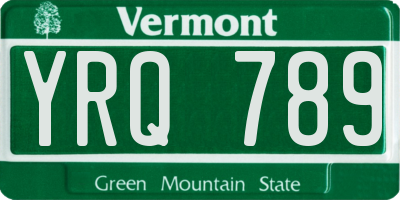 VT license plate YRQ789