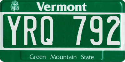 VT license plate YRQ792